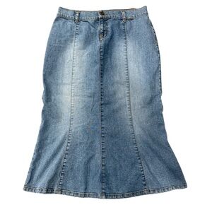 Calvin Klein vintage mid length denim mermaid skirt size 3